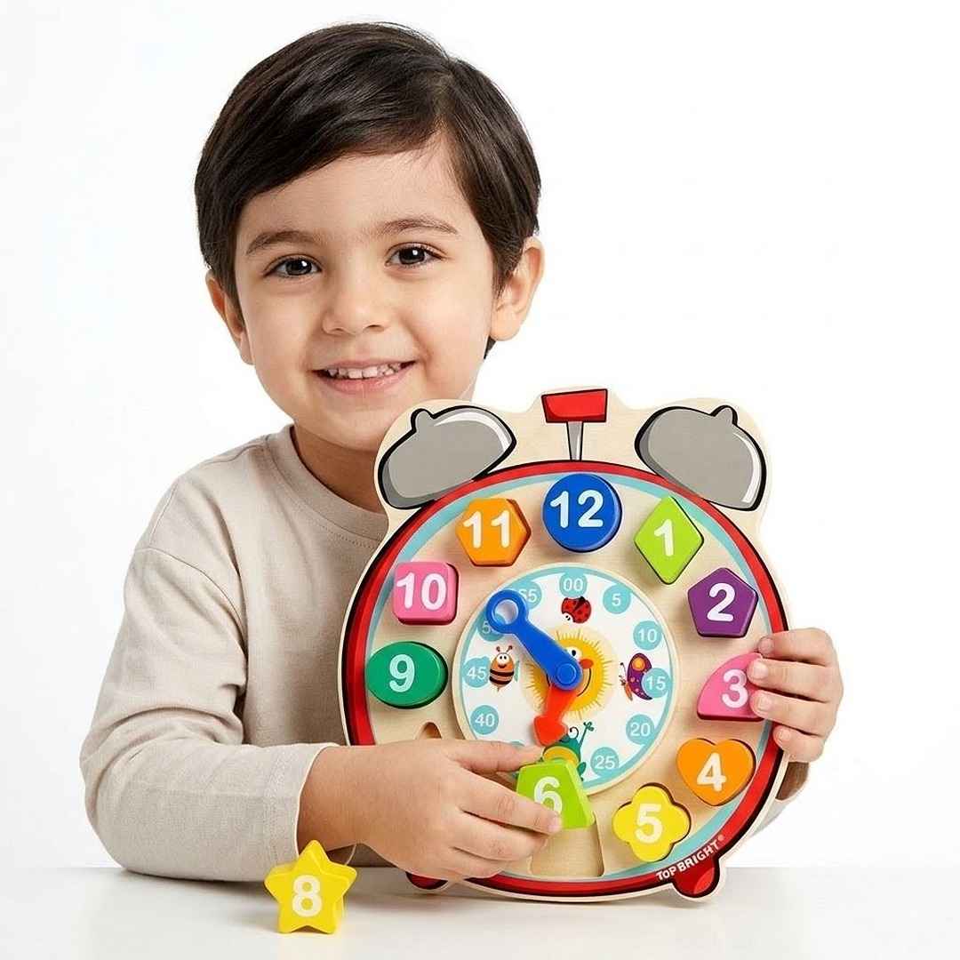 Wooden Shape Sorting Clock – Educational Toy for Kids - Fun Learning Store