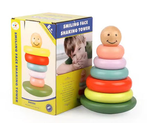 Wooden Smiling Face Tower – Fun & Educational Shaking Game! - Fun Learning Store