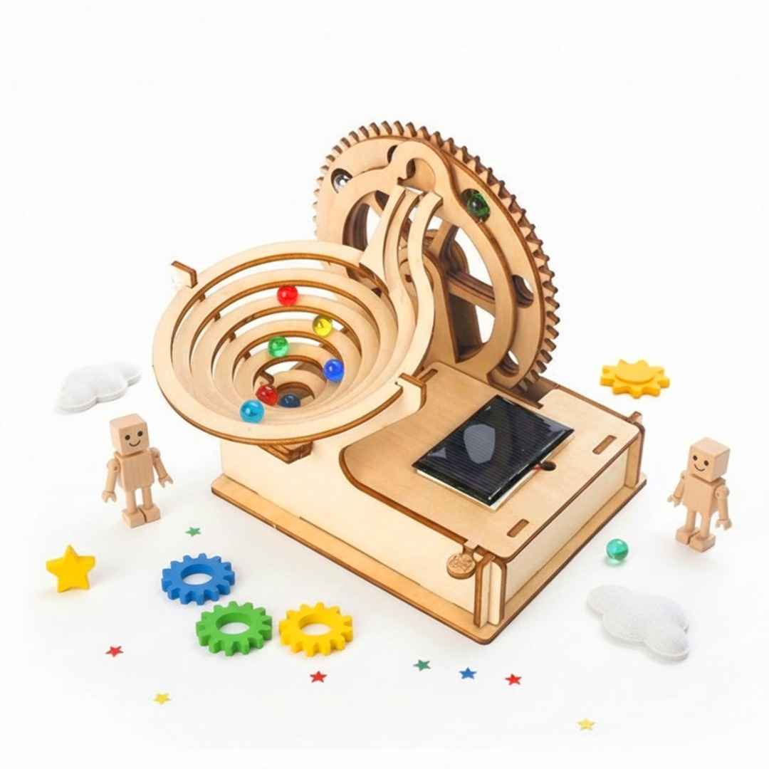 Wooden Solar Power Puzzle Marble Run Kit - Educational and Creative STEM Fun Toy - Fun Learning Store