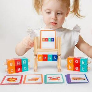 Wooden Spelling Game with Flash Cards – Fun Word Learning Toy for Kids ✏️🧠📚 - Fun Learning Store