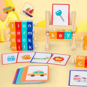 Wooden Spelling Game with Flash Cards – Fun Word Learning Toy for Kids ✏️🧠📚 - Fun Learning Store