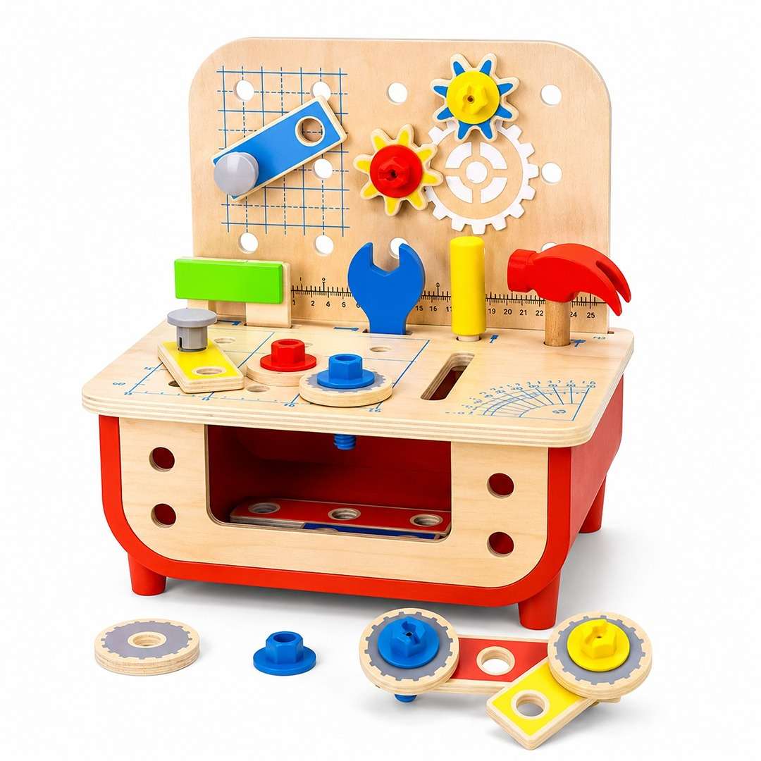 Wooden Work Bench | Kids Tool Set – 31-Piece Montessori Play Set - Fun Learning Store