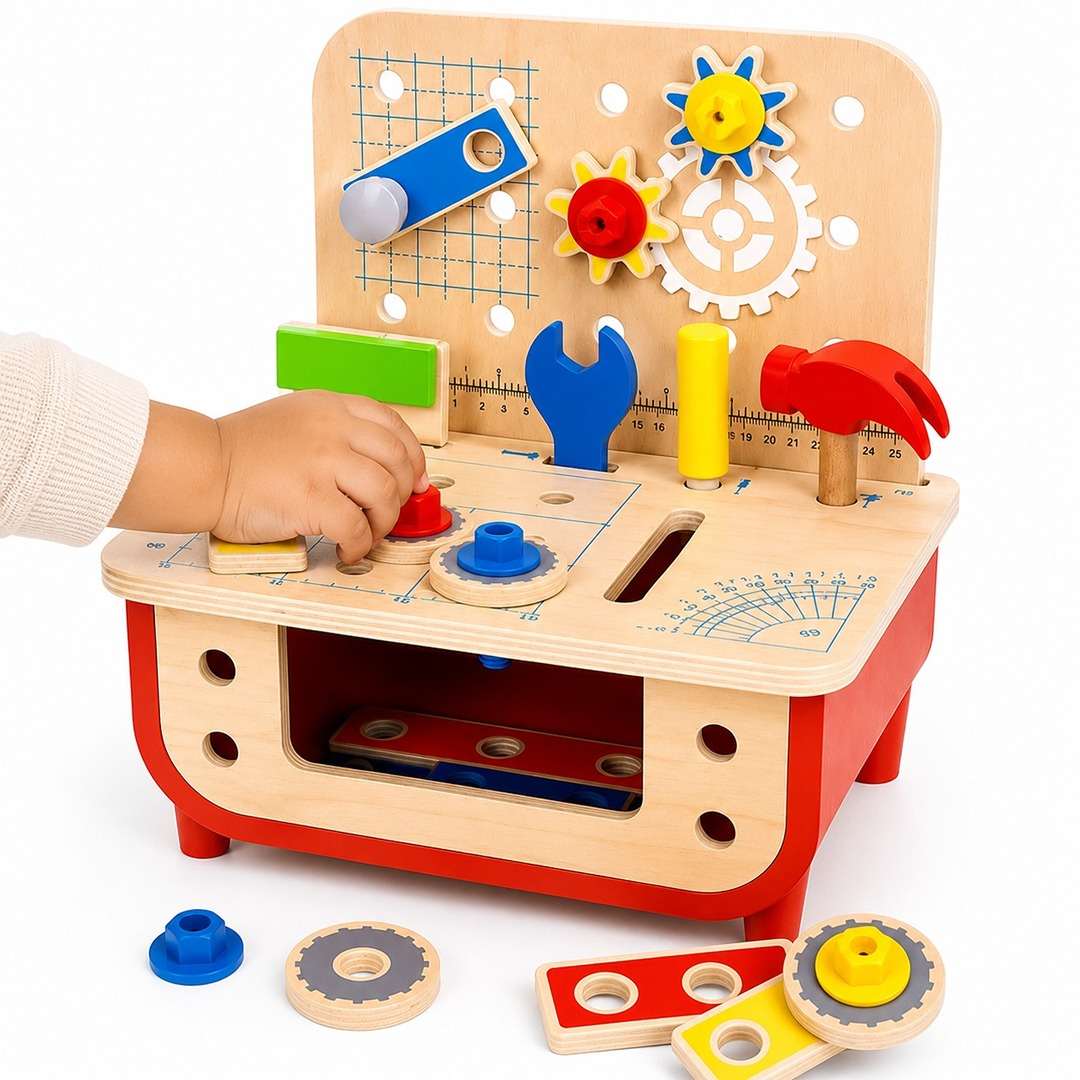 Wooden Work Bench | Kids Tool Set – 31-Piece Montessori Play Set - Fun Learning Store