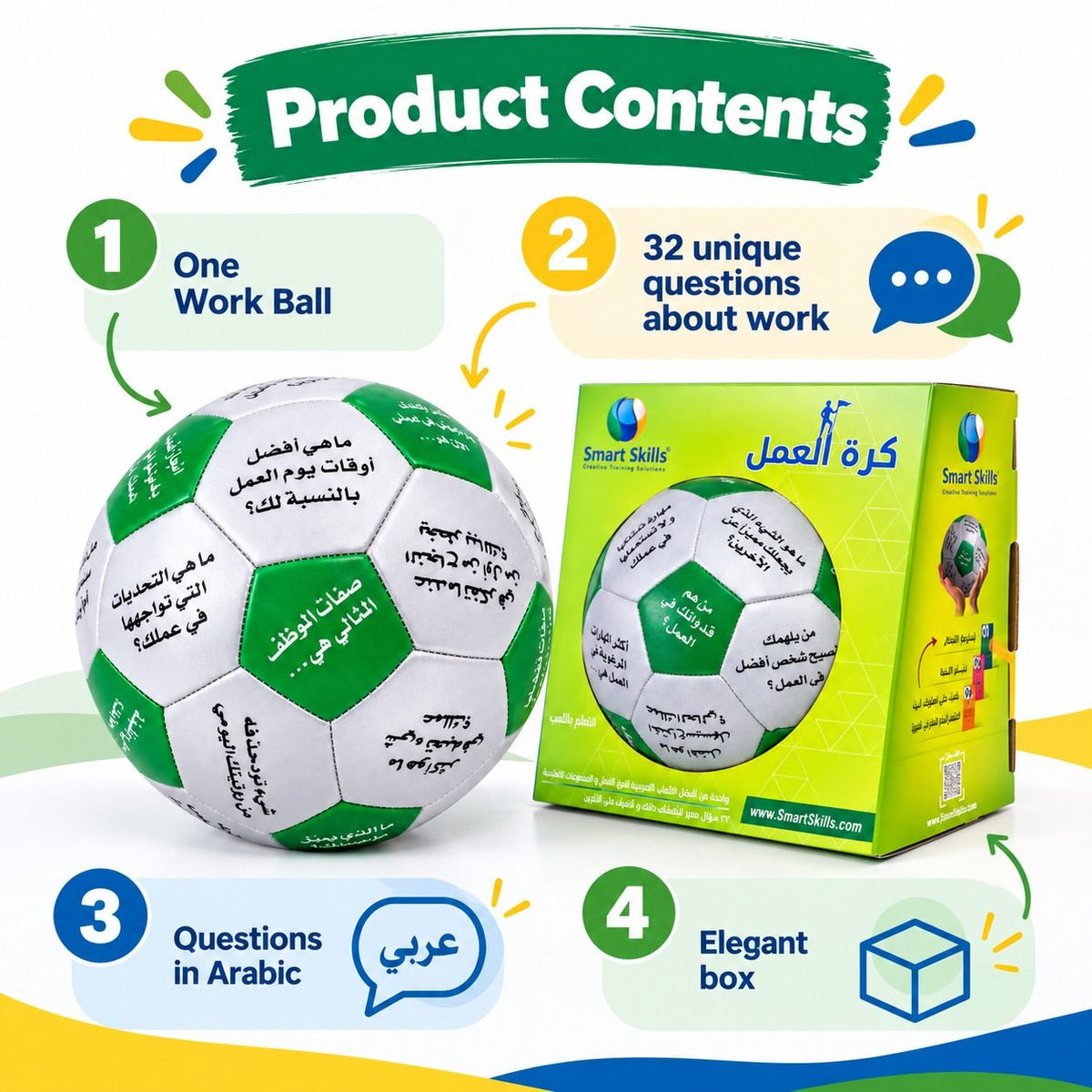 Work Ball Arabic – 32 Questions About Work For Professional Workshops - Fun Learning Store