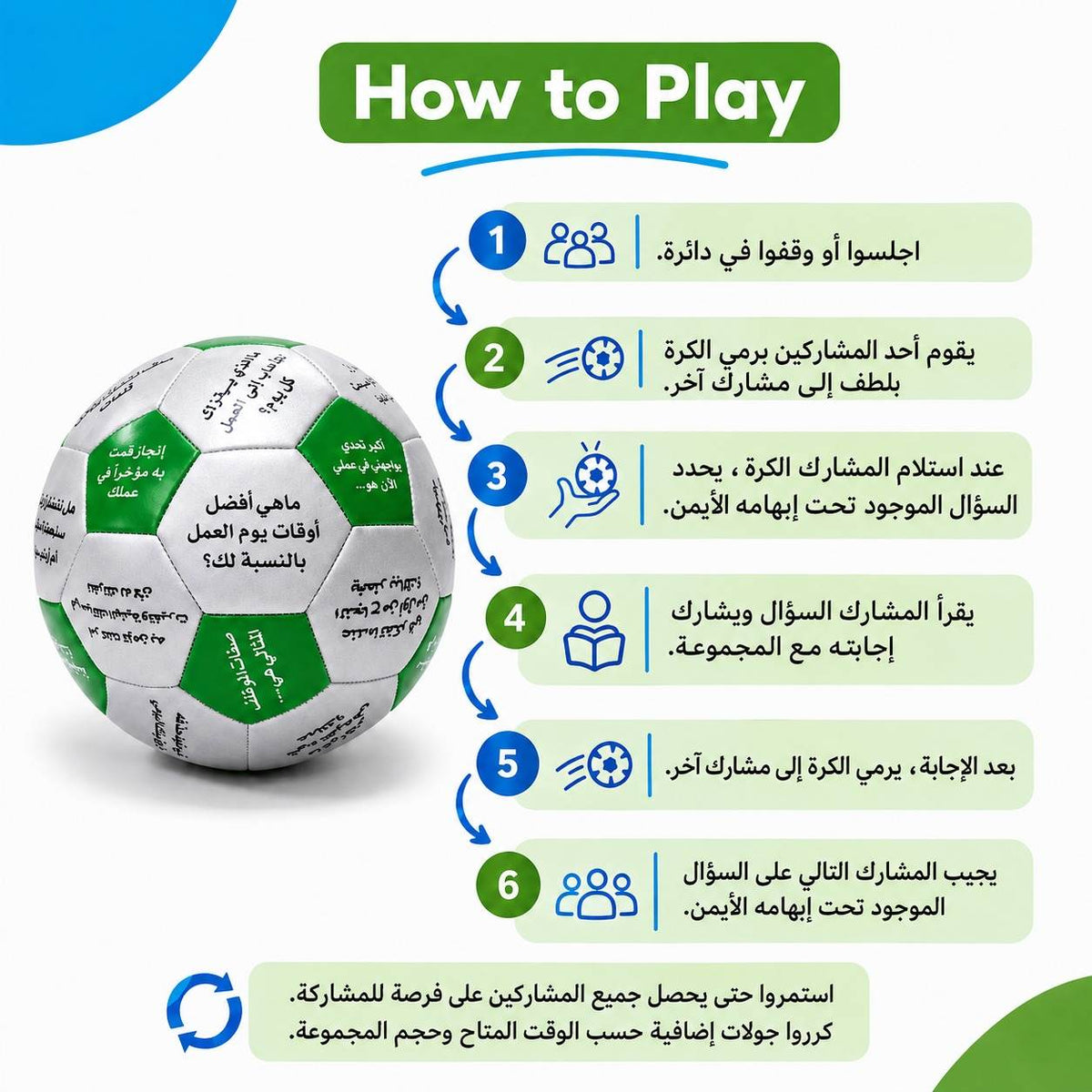 Work Ball Arabic – 32 Questions About Work For Professional Workshops - Fun Learning Store