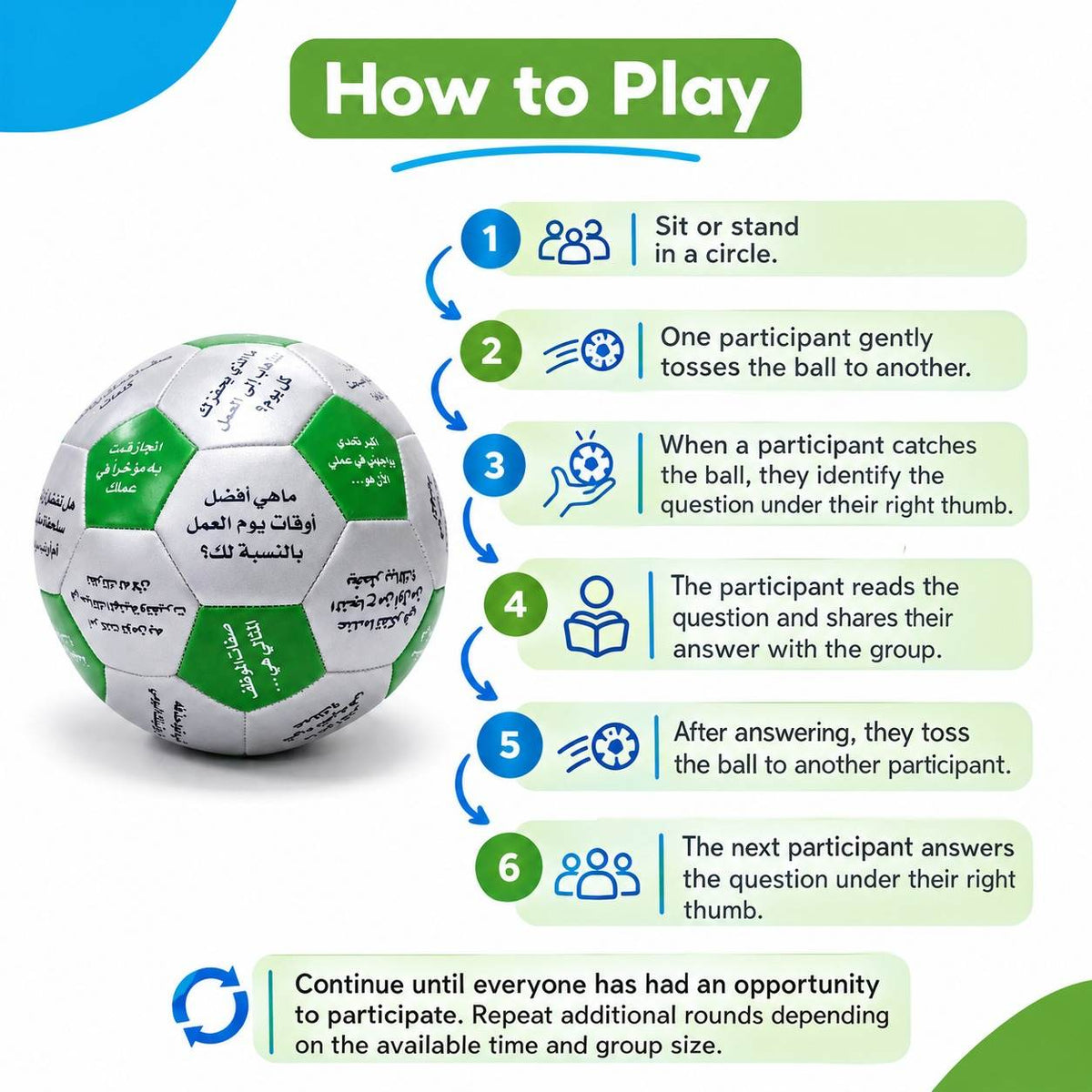 Work Ball Arabic – 32 Questions About Work For Professional Workshops - Fun Learning Store