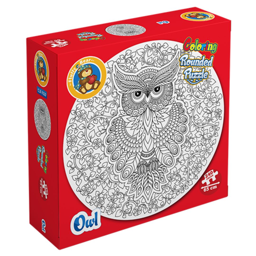 Rounded Mandela Coloring Puzzle - Owl: 240 Pieces