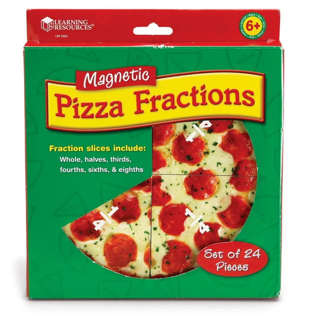 Magnetic Pizza Fractions, Fraction Games for Kids, 24 Pieces, Ages 6+