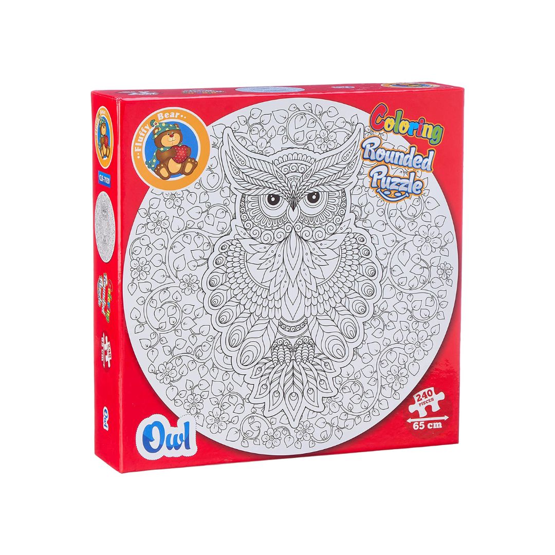Rounded Mandela Coloring Puzzle - Owl: 240 Pieces