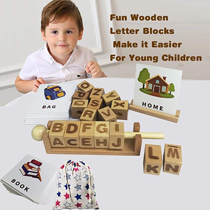English words learning wooden toy