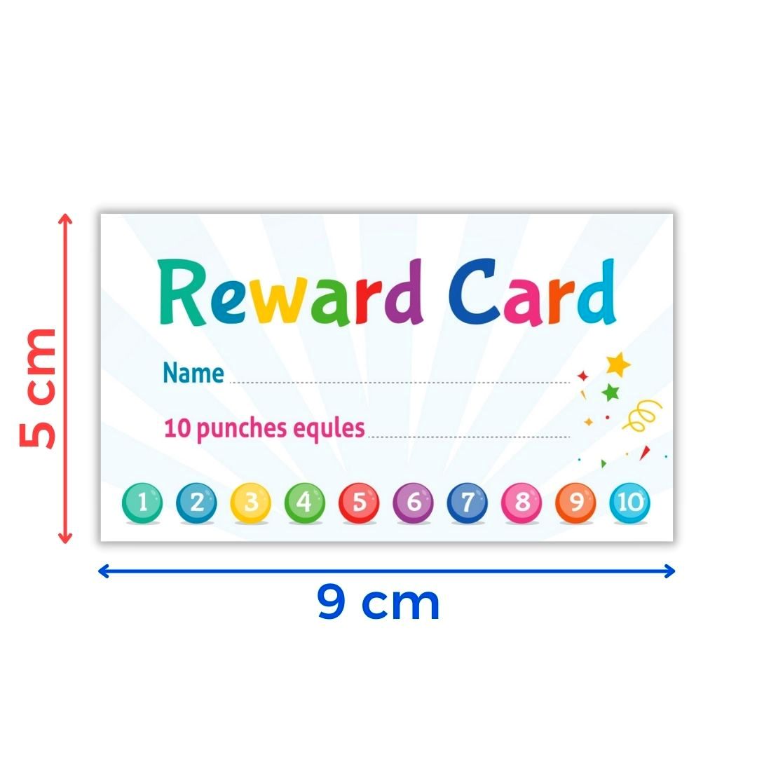 Reward Card Incentive Loyalty Reward Card for Classroom - Punch Card 100Pcs - English